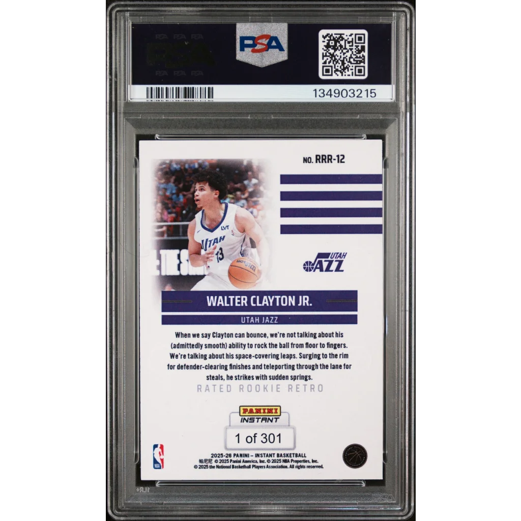 Graded 2025 Panini Instant Walter Clayton Jr. #RRR12 Rated Rookie Retro Rookie RC Basketball Card PSA 7 NM | PSA 7 NM Graded Rookie Card | vintageantiquesgifts.com