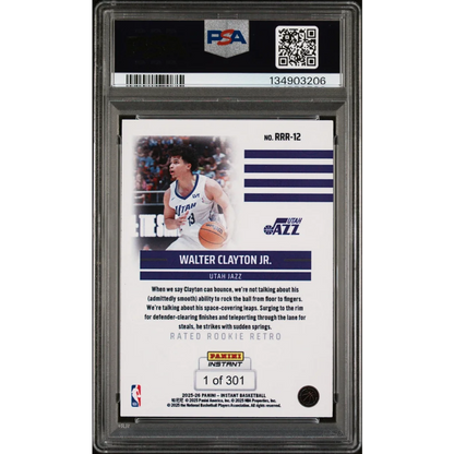 Graded 2025 Panini Instant Walter Clayton Jr. #RRR12 Rated Rookie Retro Rookie RC Basketball Card PSA 10 Gem Mint | PSA 10 Gem Mint Graded Rookie Card | vintageantiquesgifts.com