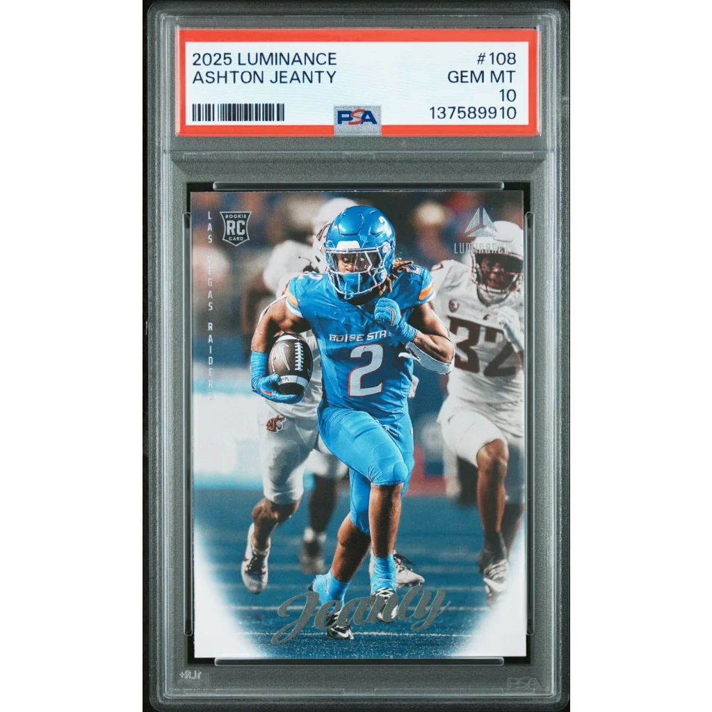 Graded 2025 Panini Luminance Ashton Jeanty #108 Rookie RC Football Card PSA 10 Gem Mint | Hall of Fame Sports Memorabilia | vintageantiquesgifts.com