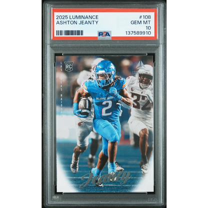 Graded 2025 Panini Luminance Ashton Jeanty #108 Rookie RC Football Card PSA 10 Gem Mint | Hall of Fame Sports Memorabilia | vintageantiquesgifts.com
