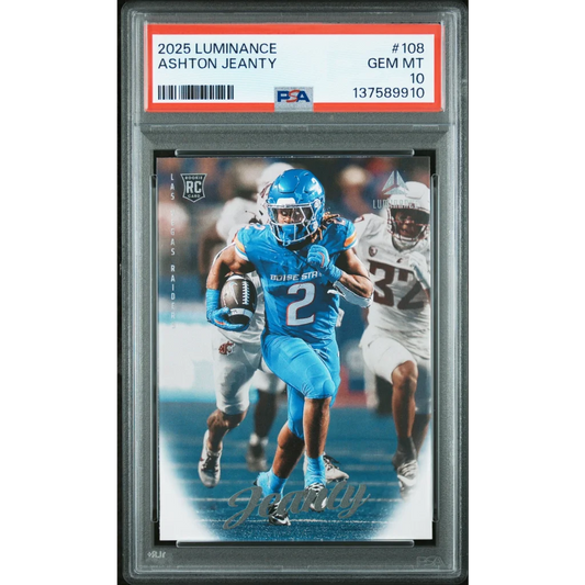 Graded 2025 Panini Luminance Ashton Jeanty #108 Rookie RC Football Card PSA 10 Gem Mint | Hall of Fame Sports Memorabilia | vintageantiquesgifts.com