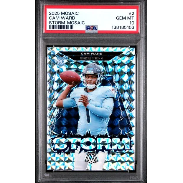 Graded 2025 Panini Mosaic Cam Ward 2 Storm Mosaic Rookie RC Football Card PSA 10 Gem Mint | Hall of Fame Sports Memorabilia | vintageantiquesgifts.com
