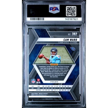 Graded 2025 Panini Mosaic Cam Ward 382 Silver Rookie RC Football Card PSA 10 Gem Mint | PSA 10 Gem Mint Graded Rookie Card | vintageantiquesgifts.com