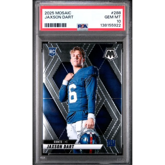 Graded 2025 Panini Mosaic Jaxson Dart #288 Rookie RC Football Card PSA 10 Gem Mint | Hall of Fame Sports Memorabilia | vintageantiquesgifts.com