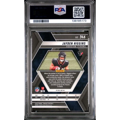 Graded 2025 Panini Mosaic Jayden Higgins 346 Mosaic Rookie RC Football Card PSA 10 Gem Mint | PSA 10 Gem Mint Graded Rookie Card | vintageantiquesgifts.com