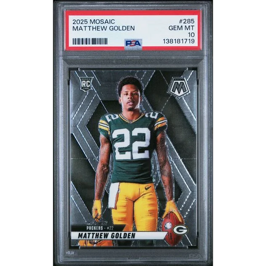 Graded 2025 Panini Mosaic Matthew Golden #285 Rookie PSA 10 Packers RC