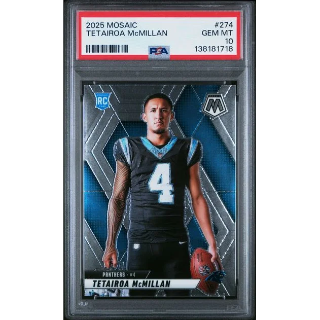 Graded 2025 Panini Mosaic Tetairoa McMillan #274 Variation Rookie RC Football Card PSA 10 Gem Mint | Hall of Fame Sports Memorabilia | vintageantiquesgifts.com