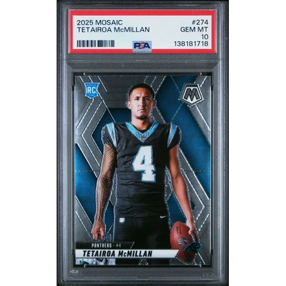 Graded 2025 Panini Mosaic Tetairoa McMillan #274 Variation Rookie RC Football Card PSA 10 Gem Mint | Hall of Fame Sports Memorabilia | vintageantiquesgifts.com