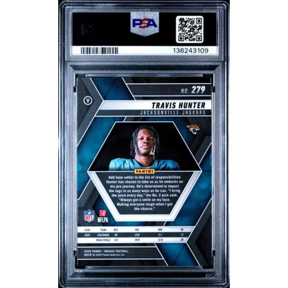 Graded 2025 Panini Mosaic Travis Hunter 279 Rookie RC Football Card PSA 10 Gem Mint | PSA 10 Gem Mint Graded Rookie Card | vintageantiquesgifts.com