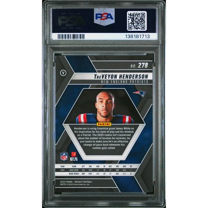 Graded 2025 Panini Mosaic TreVeyon Henderson #278 Variation Rookie RC Football Card PSA 10 Gem Mint | PSA 10 Gem Mint Graded Rookie Card | vintageantiquesgifts.com
