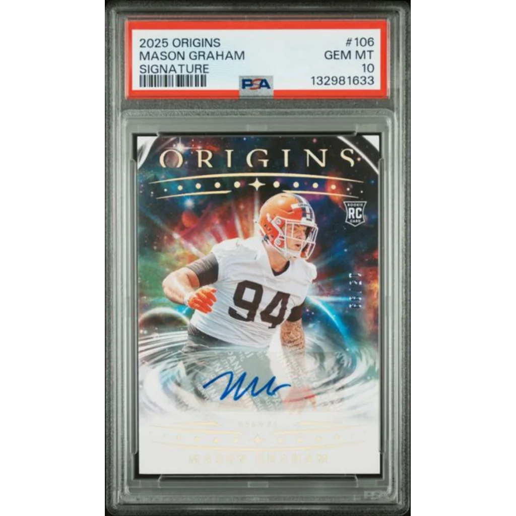 Graded 2025 Panini Origins Mason Graham #106 Signature /99 Rookie RC Football Card PSA 10 Gem Mint | Hall of Fame Sports Memorabilia | vintageantiquesgifts.com
