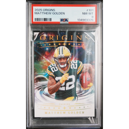 Graded 2025 Panini Origins Matthew Golden #101 Rookie RC Football Card PSA 8 NM-MT | Hall of Fame Sports Memorabilia | vintageantiquesgifts.com
