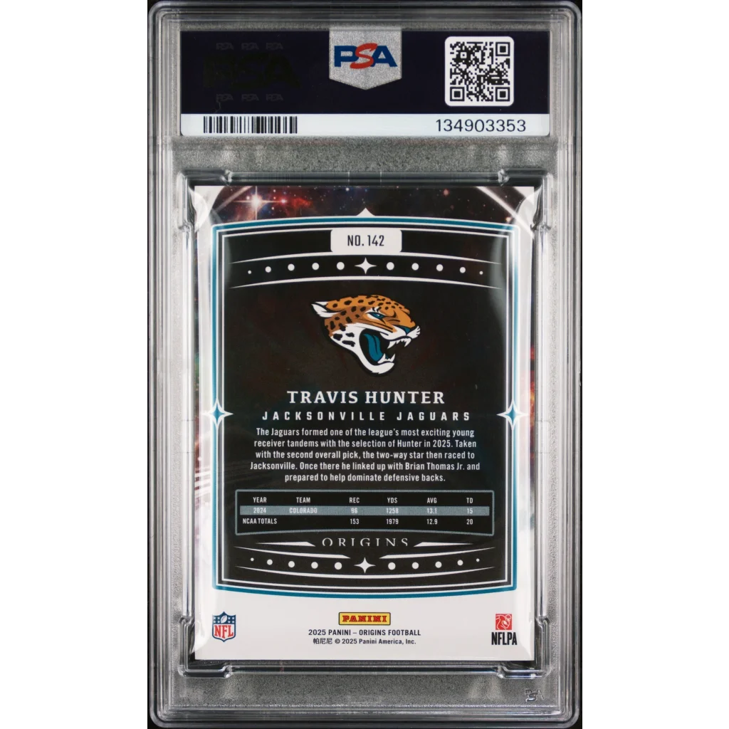 Graded 2025 Panini Origins Travis Hunter #142 Rookie RC Football Card PSA 10 Gem Mint | PSA 10 Gem Mint Graded Rookie Card | vintageantiquesgifts.com