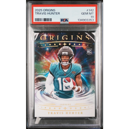 Graded 2025 Panini Origins Travis Hunter #142 Rookie RC Football Card PSA 10 Gem Mint | Hall of Fame Sports Memorabilia | vintageantiquesgifts.com