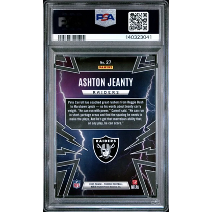 Graded PSA 10 2025 Panini Phoenix Ashton Jeanty #27 Thunderbirds RC Raiders card