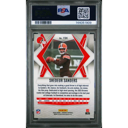 Graded 2025 Panini Phoenix Shedeur Sanders 154 Silver Pyramids Rookie RC Football Card PSA 10 Gem Mint | PSA 10 Gem Mint Graded Rookie Card | vintageantiquesgifts.com