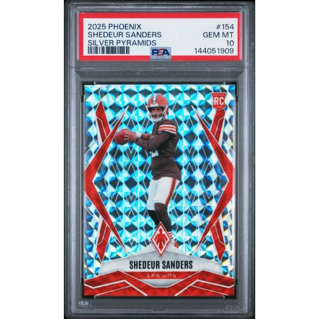Graded 2025 Panini Phoenix Shedeur Sanders 154 Silver Pyramids Rookie RC Football Card PSA 10 Gem Mint | Hall of Fame Sports Memorabilia | vintageantiquesgifts.com