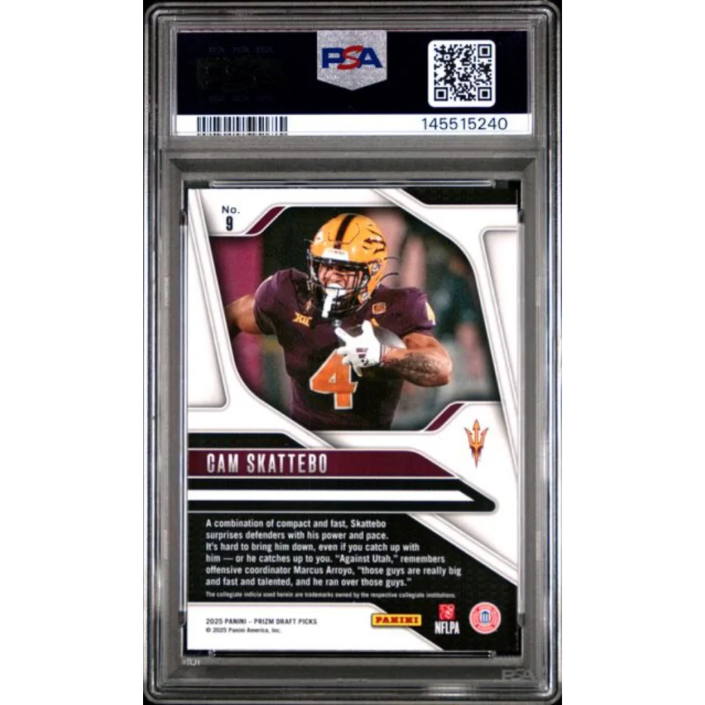 Graded PSA 10 2025 Panini Prizm Draft Picks Cam Skattebo #9 RC card