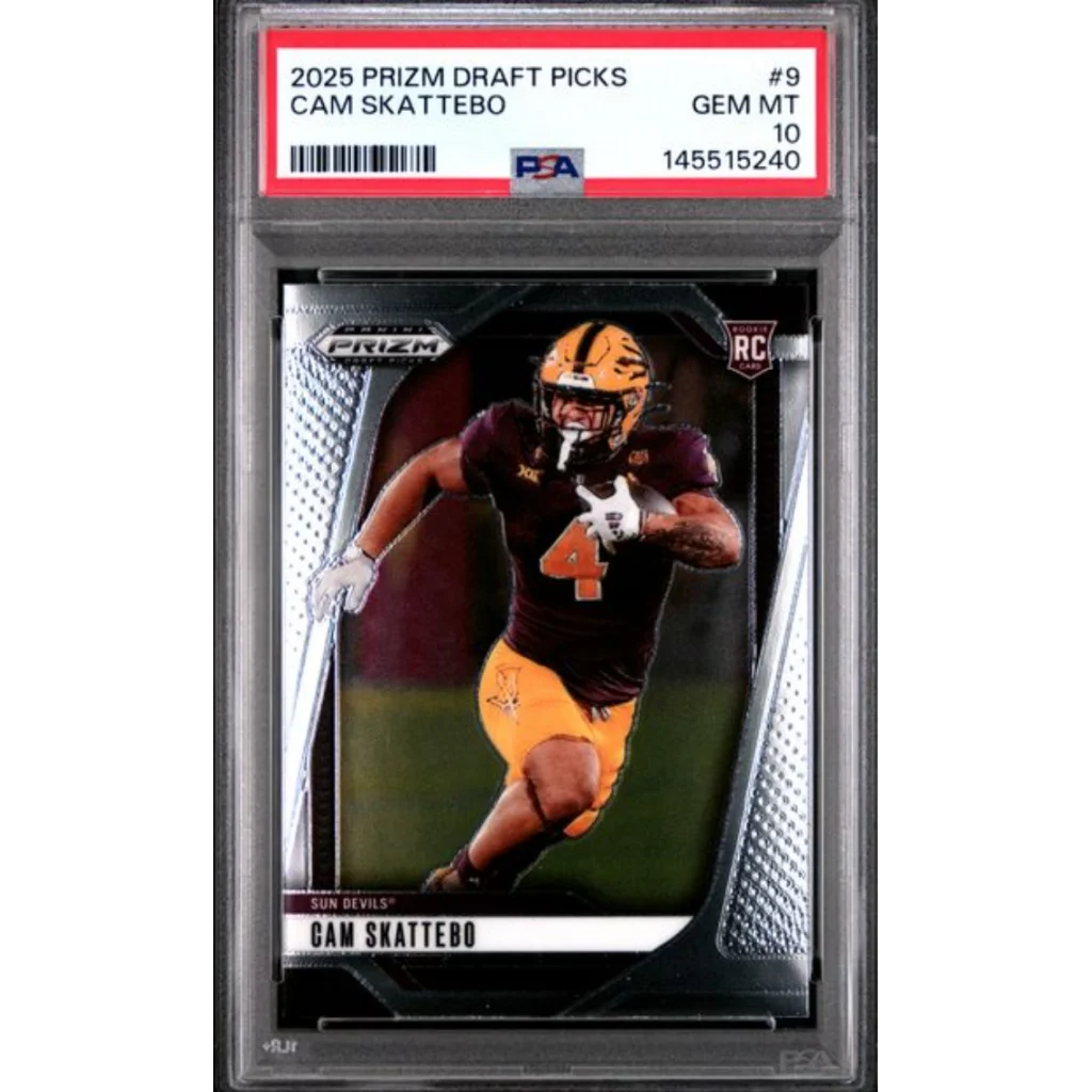 Graded 2025 Panini Prizm Draft Picks Cam Skattebo #9 RC PSA 10 Gem Mint