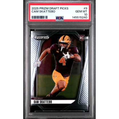 Graded 2025 Panini Prizm Draft Picks Cam Skattebo #9 RC PSA 10 Gem Mint
