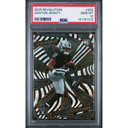Graded 2025 Panini Revolution Ashton Jeanty 202 Rookie RC Football Card PSA 10 Gem Mint | Hall of Fame Sports Memorabilia | vintageantiquesgifts.com