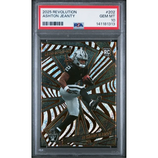 Graded 2025 Panini Revolution Ashton Jeanty 202 Rookie RC Football Card PSA 10 Gem Mint | Hall of Fame Sports Memorabilia | vintageantiquesgifts.com