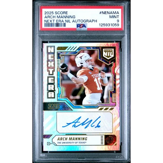 Graded 2025 Panini Score Arch Manning #NEN-AMA Next Era Auto Texas Longhorns Rookie RC Football Card PSA 9 Mint | Hall of Fame Sports Memorabilia | vintageantiquesgifts.com
