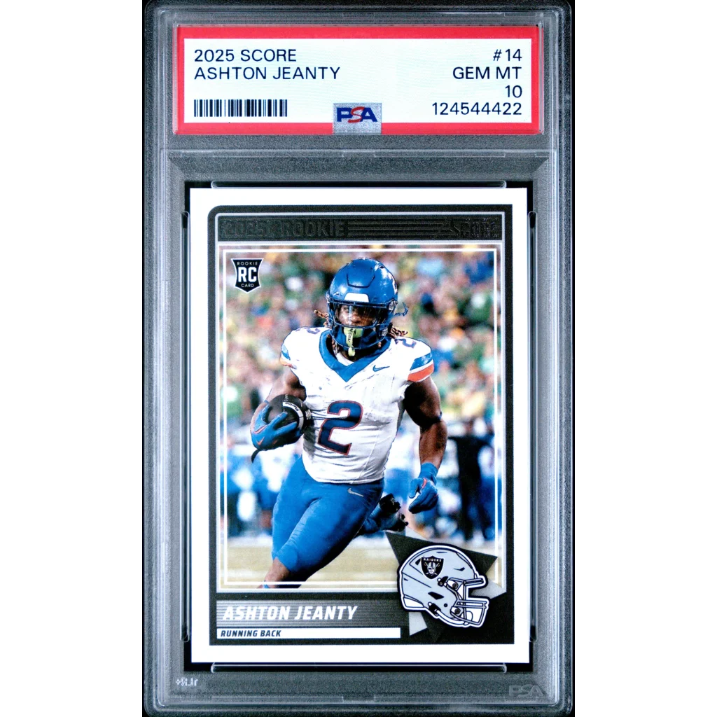 Graded 2025 Panini Score Ashton Jeanty #14 Rookie RC Football Card PSA 10 Gem Mint