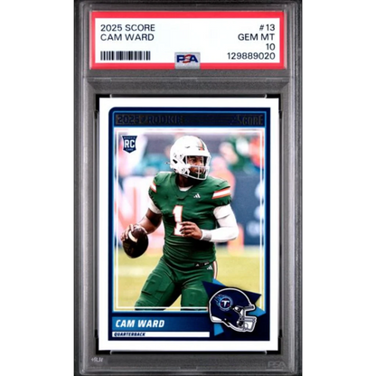 Graded 2025 Panini Score Cam Ward #13 RC PSA 10 Gem Mint football card