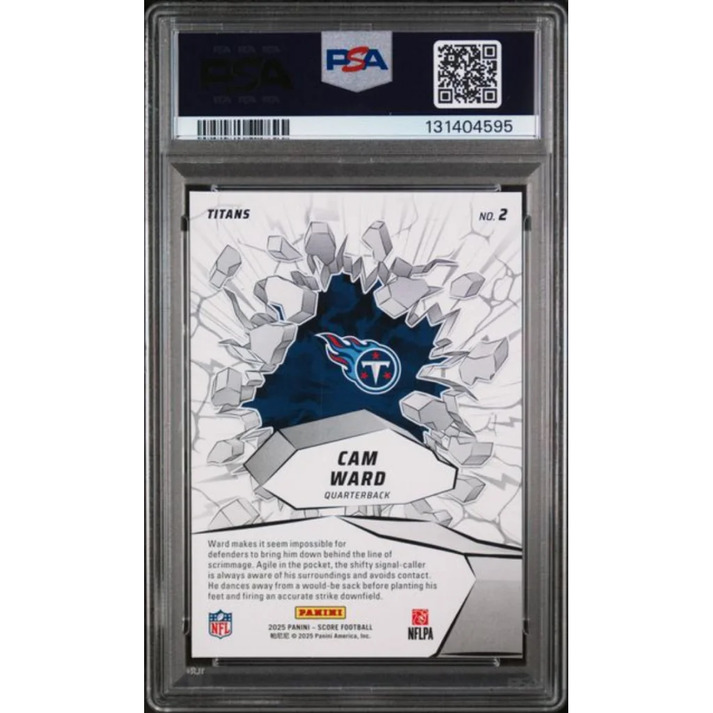 Graded PSA 10 2025 Panini Score Cam Ward #2 Emerged Rookie RC card slab