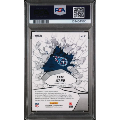 Graded PSA 10 2025 Panini Score Cam Ward #2 Emerged Rookie RC card slab