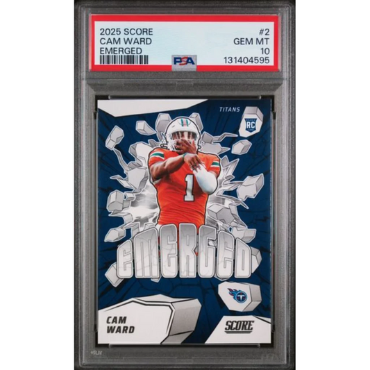Graded 2025 Panini Score Cam Ward #2 Emerged Rookie RC Football Card PSA 10 Gem Mint | Hall of Fame Sports Memorabilia | vintageantiquesgifts.com
