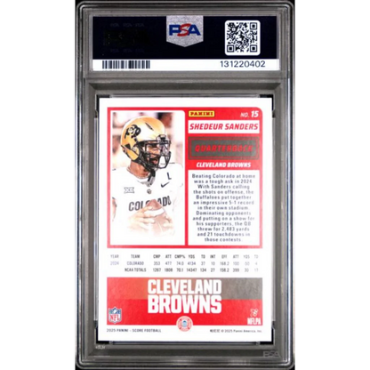 Graded 2025 Panini Score Shedeur Sanders 15 Rookie RC Football Card PSA 10 Gem Mint | PSA 10 Gem Mint Graded Rookie Card | vintageantiquesgifts.com