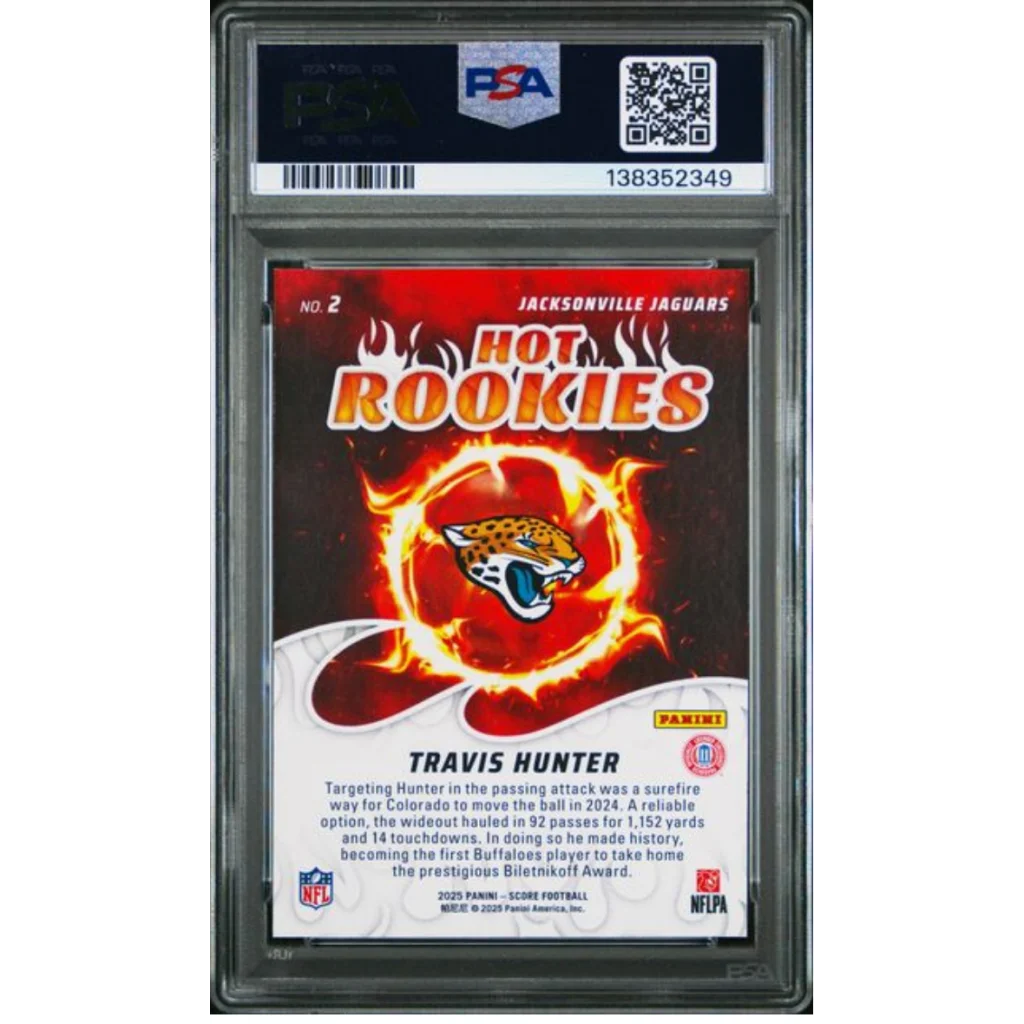 Graded 2025 Panini Score Travis Hunter #2 Hot Rookies Rookie RC Football Card PSA 10 Gem Mint | PSA 10 Gem Mint Graded Rookie Card | vintageantiquesgifts.com