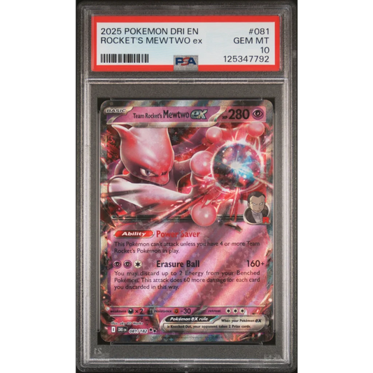 Graded 2025 PKM Destined Rivals Team Rocket's Mewtwo Ex #081 PSA 10 Gem Mint | Hall of Fame Sports Memorabilia | vintageantiquesgifts.com