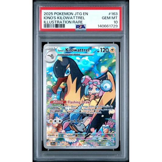Graded 2025 PKM JTG EN Iono's Kilowattrel 163 Illustration Rare Trading Card Game PSA 10 Gem Mint | Hall of Fame Sports Memorabilia | vintageantiquesgifts.com