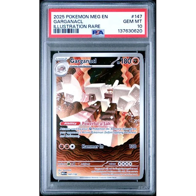 Graded 2025 PKM MEG EN Garganacl 147 Illustration Rare Trading Card Game PSA 10 Gem Mint | Hall of Fame Sports Memorabilia | vintageantiquesgifts.com