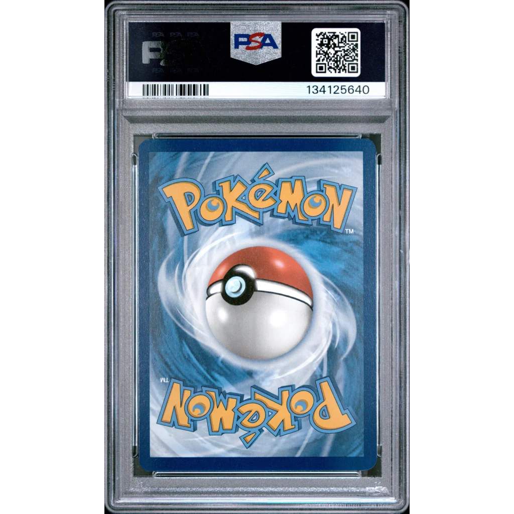 A graded 2025 pokémon trading card featuring a red and white poké ball in clear protective grading psa 10 gem mint