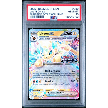 Graded PSA 10 2025 Pokémon TCG Jolteon ex #030 Prismatic Evolutions card