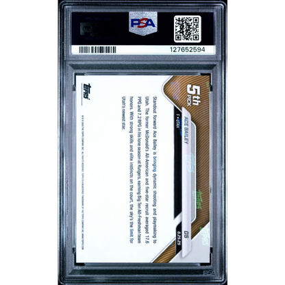 Graded 2025 Topps Now Ace Bailey #D5 Rookie RC Basketball Card PSA 10 Gem Mint | PSA 10 Gem Mint Graded Rookie Card | vintageantiquesgifts.com