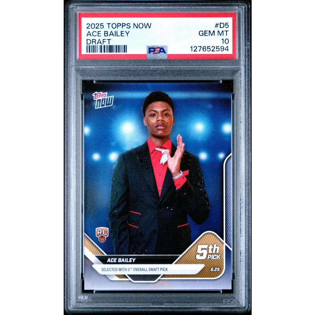 Graded 2025 Topps Now Ace Bailey #D5 Rookie RC Basketball Card PSA 10 Gem Mint | Hall of Fame Sports Memorabilia | vintageantiquesgifts.com