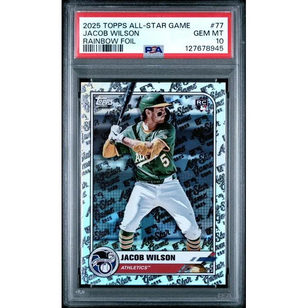 Graded 2025 Topps All Star Game Jacob Wilson #77 Rainbow Foil Rookie RC Baseball Card PSA 10 Gem Mint | Hall of Fame Sports Memorabilia | vintageantiquesgifts.com