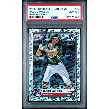 Graded 2025 Topps All Star Game Jacob Wilson #77 Rainbow Foil Rookie RC Baseball Card PSA 10 Gem Mint | Hall of Fame Sports Memorabilia | vintageantiquesgifts.com