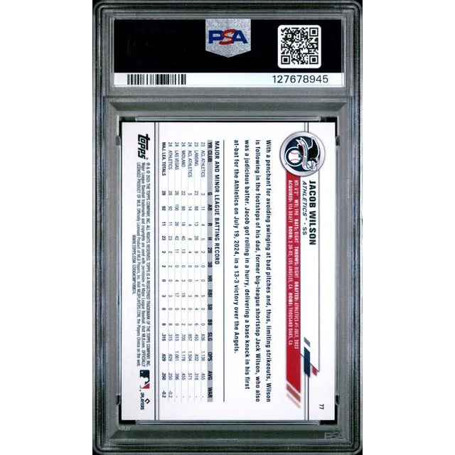 Graded 2025 Topps All Star Game Jacob Wilson #77 Rainbow Foil Rookie RC Baseball Card PSA 10 Gem Mint | PSA 10 Gem Mint Graded Rookie Card | vintageantiquesgifts.com