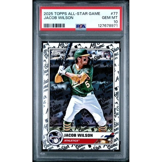 Graded 2025 Topps All Star Game Jacob Wilson #77 Rookie RC Baseball Card PSA 10 Gem Mint | Hall of Fame Sports Memorabilia | vintageantiquesgifts.com
