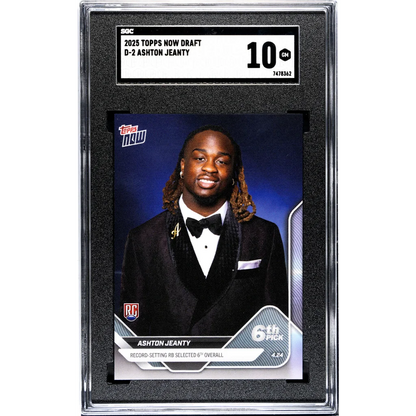 2025 Topps Now Ashton Jeanty D-2 rookie card SGC 10 Gem Mint