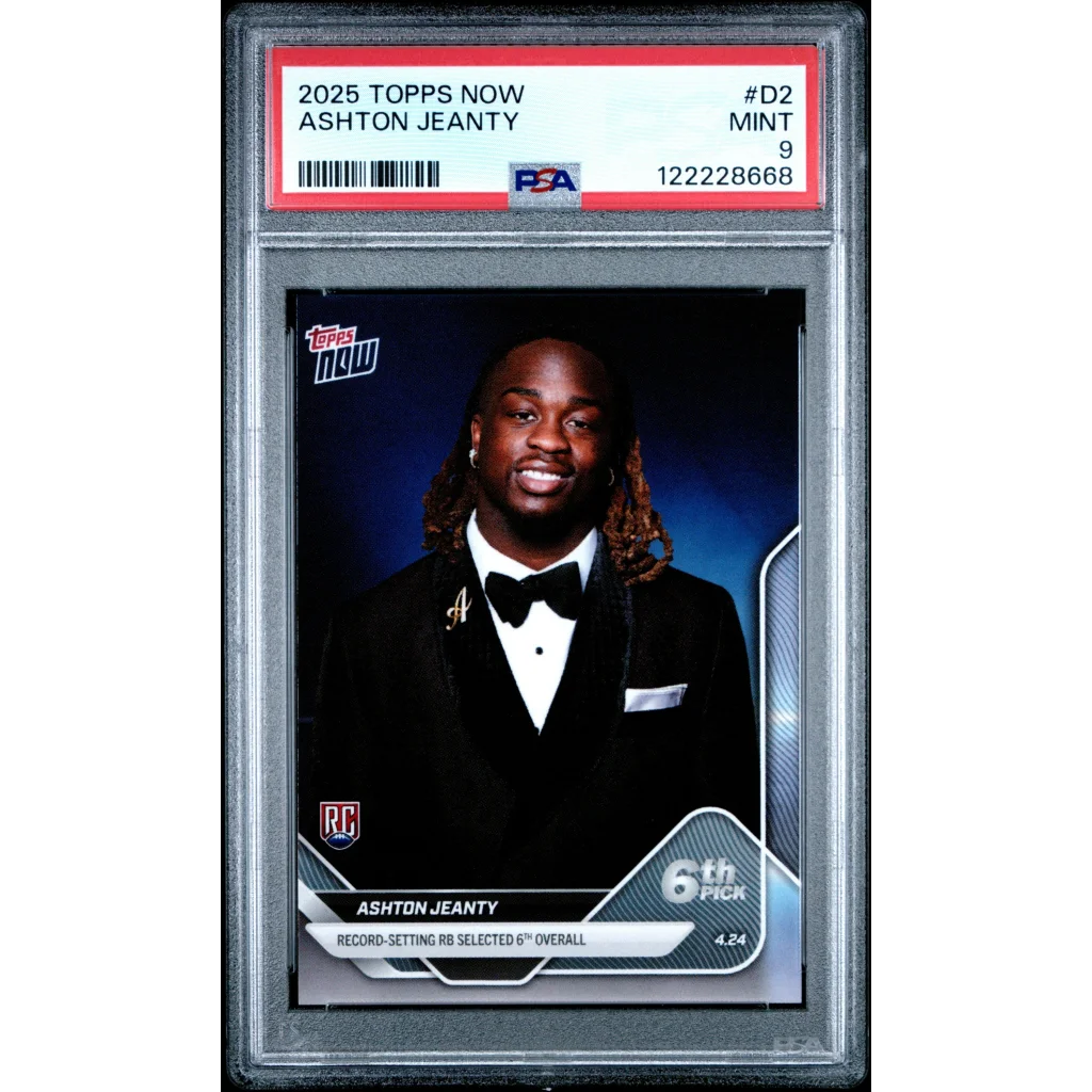 Graded 2025 Topps Now Ashton Jeanty #D2 Rookie RC Football Card PSA 9 Mint | Hall of Fame Sports Memorabilia | vintageantiquesgifts.com