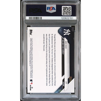 PSA 10 Graded 2025 Topps Now Ben Rice #77 Yankees Rookie Card