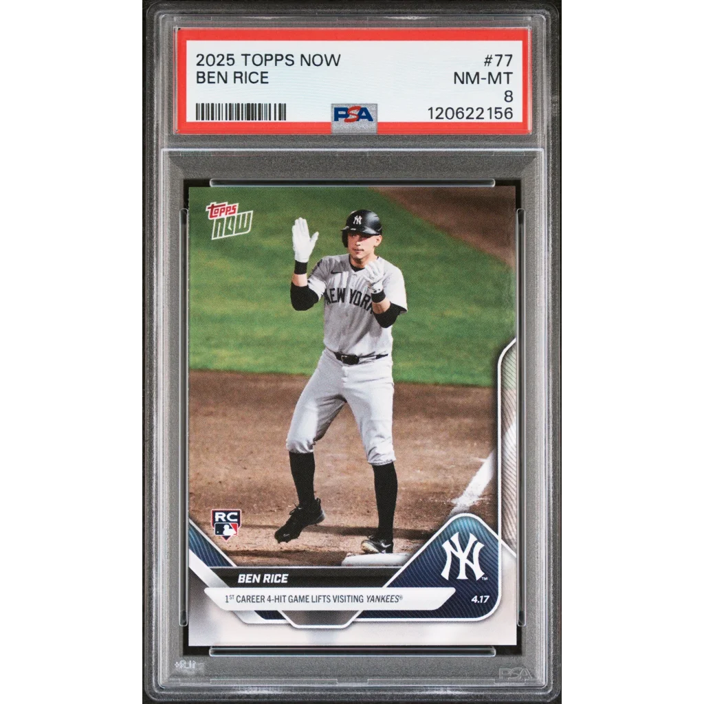 Graded 2025 Topps Now Ben Rice #77 Rookie RC Baseball Card PSA 8 Near Mint