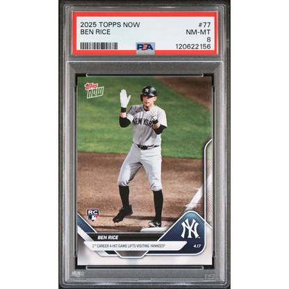 Graded 2025 Topps Now Ben Rice #77 Rookie RC Baseball Card PSA 8 Near Mint